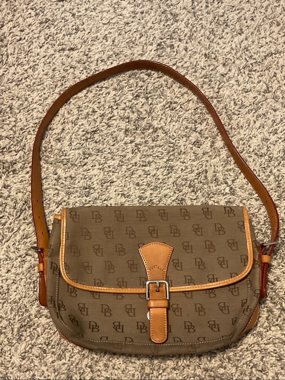 Dooney & Bourke Brown Tan Monogram Crossbody Bag